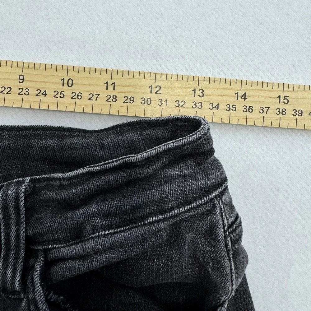 Flying Monkey Womens Wide Leg Jeans Faded‎ Black Raw Hem F5296 Size 28